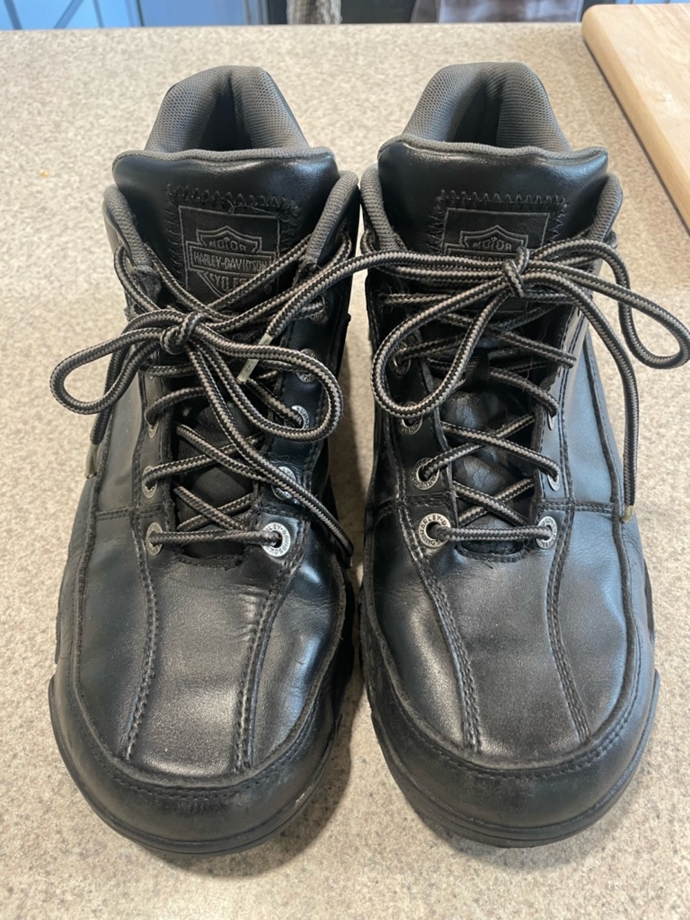 Harley-Davidson Men's Black Leather Lace-Up Boots - Size 10 🥾
